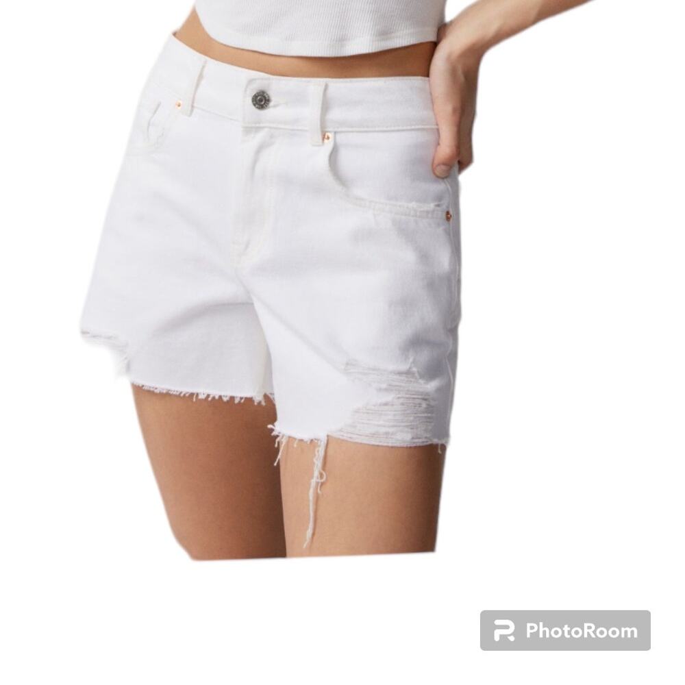 BDG Urban Outfitters white A-line cutoff denim shorts high-waist SZ 27 4.5"